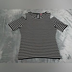 Vince Camuto Black & White Striped‎ Shirt Size Medium